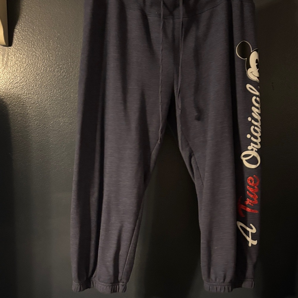 Disney Kids Pajama Bottoms - Navy with Red and White Text